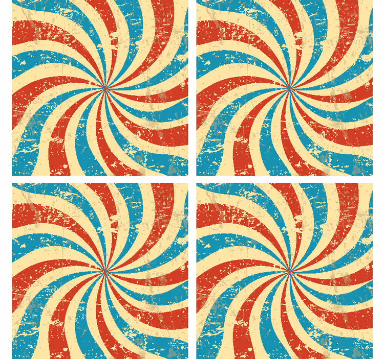 Dessous de verre vintage motif tourbillonnant rouge bleu - TenStickers