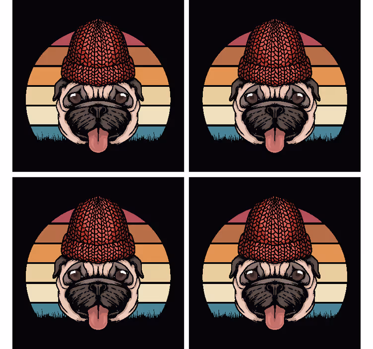 Dessous de verre geek carlin avec bonnet tricoté - TenStickers