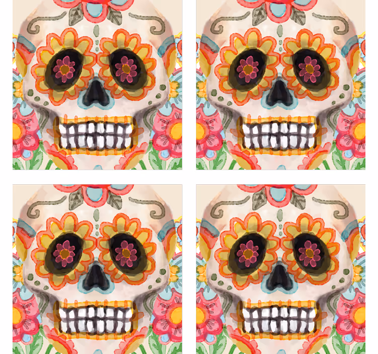Dessous de verre halloween crâne de sucre coloré - TenStickers