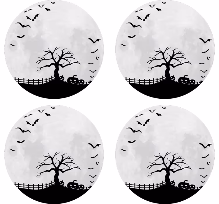 Dessous de verre halloween silhouette d'arbre effrayant - TenStickers
