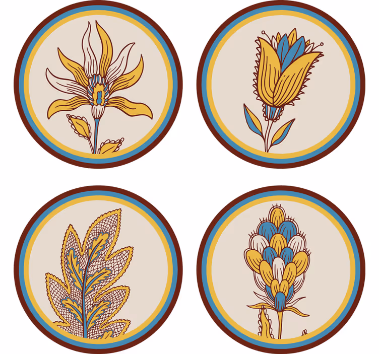 Dessous de verre ensemble motif floral - TenStickers