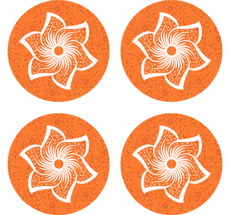 Dessous de verre bière fleur orange élégante - TenStickers