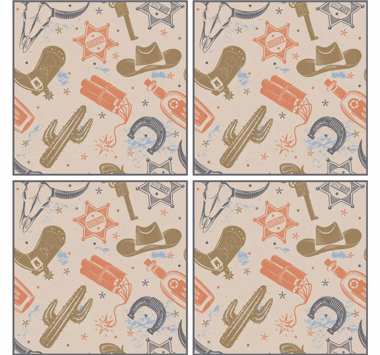 Dessous de verre geek éléments thème cowboy - TenStickers