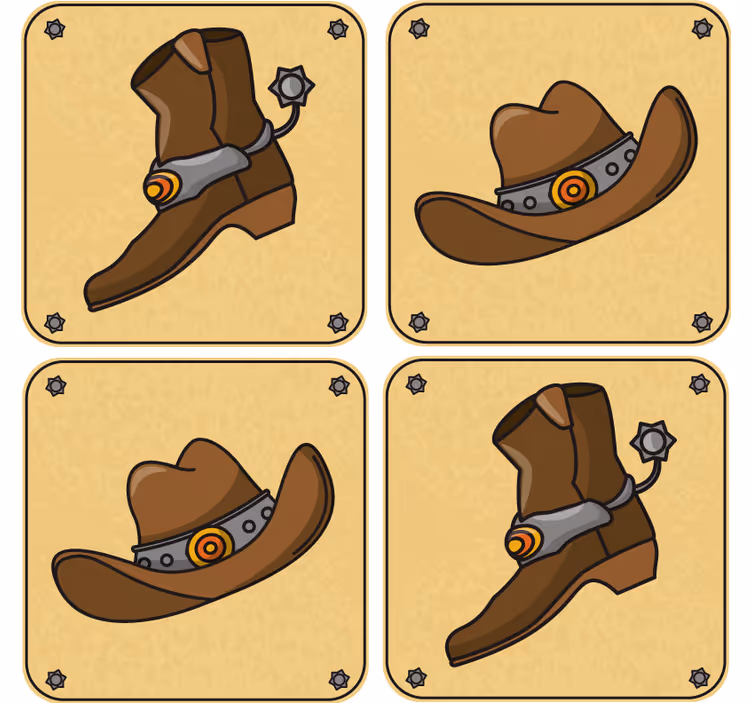 Dessous de verre geek chapeau de cowboy et botte - TenStickers