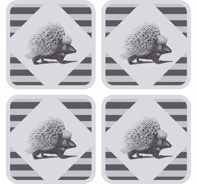 Dessous de verre moderne illustration de porc-épic rayé - TenStickers