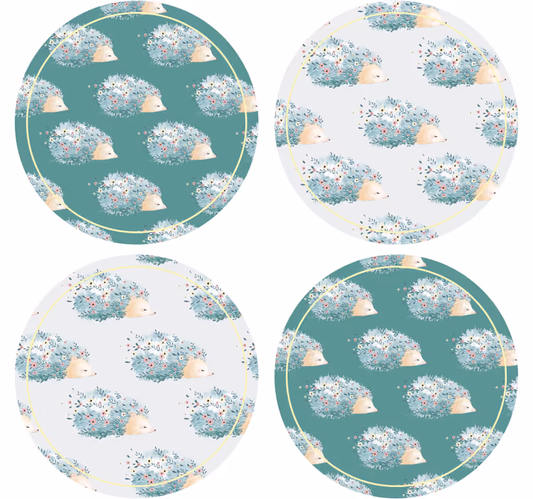 Dessous de verre moderne hérissons en fleurs - TenStickers