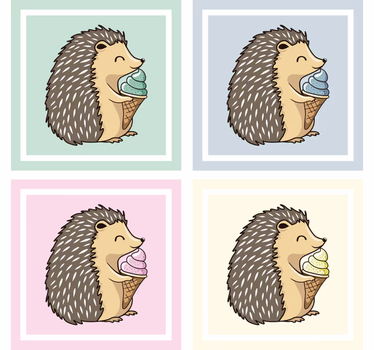 Dessous de verre geek hérisson dégustant une glace - TenStickers