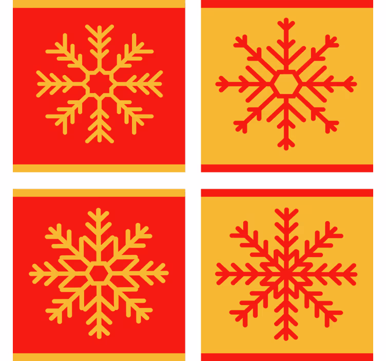 Dessous de verre noël motif flocon rouge jaune - TenStickers