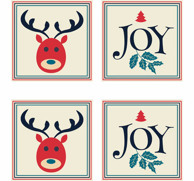 Dessous de verre noël renne et houx - TenStickers