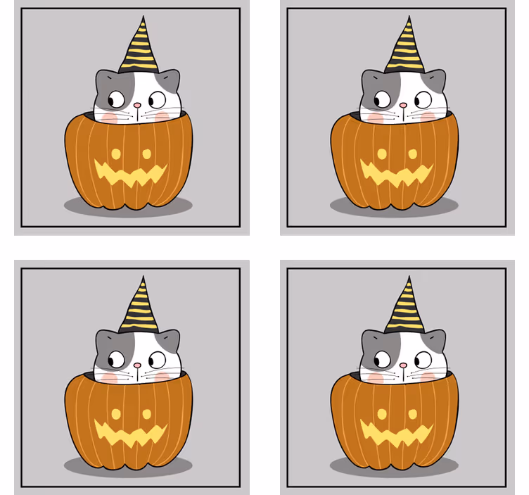 Dessous de verre halloween chat en chapeau citrouille - TenStickers