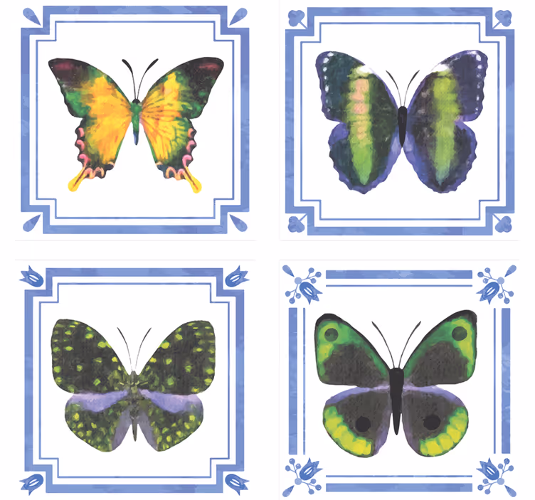 Dessous de verre Éléments de papillons colorés - TenStickers
