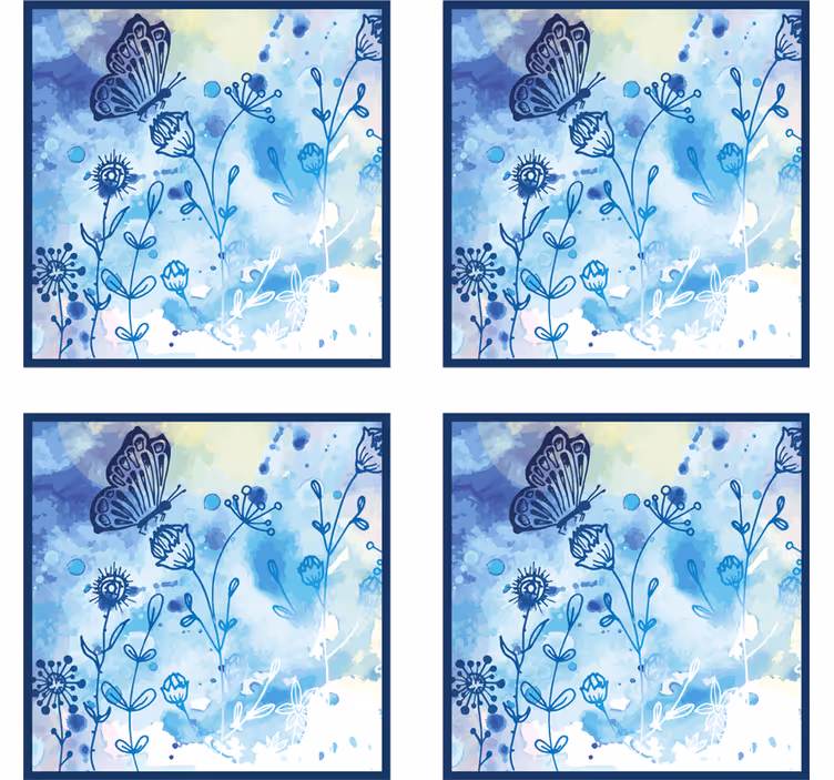 Dessous de verre motif aquarelle floral - TenStickers