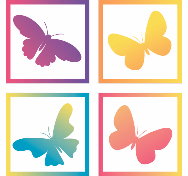 Dessous de verre moderne silhouettes de papillons colorés - TenStickers