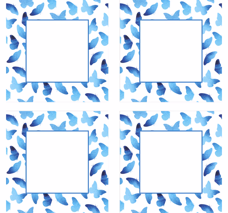 Dessous de verre personnalisable cadres bleus papillons - TenStickers