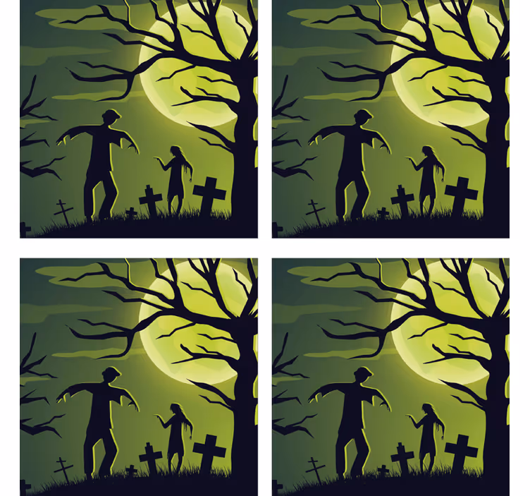 Dessous de verre halloween zombies sous la lune - TenStickers