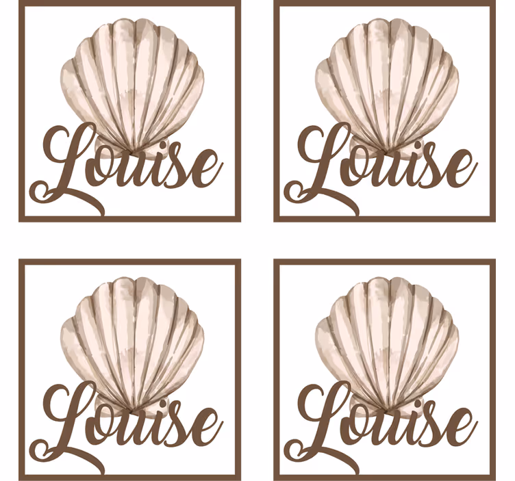 Dessous de verre personnalisable coquillage avec nom - TenStickers