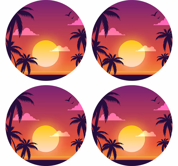 Dessous de verre geek motif coucher de soleil tropical - TenStickers