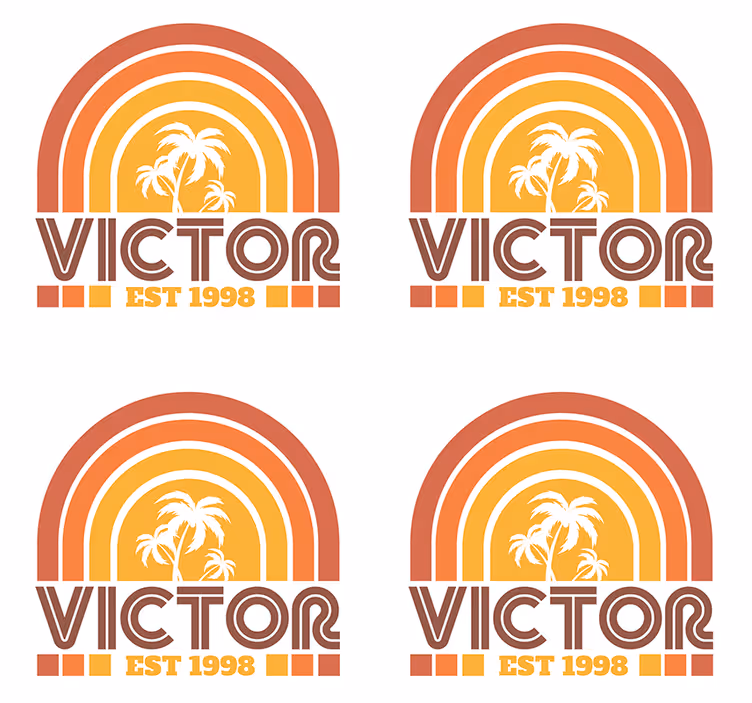 Dessous de verre personnalisable Écusson palmiers rétro - TenStickers