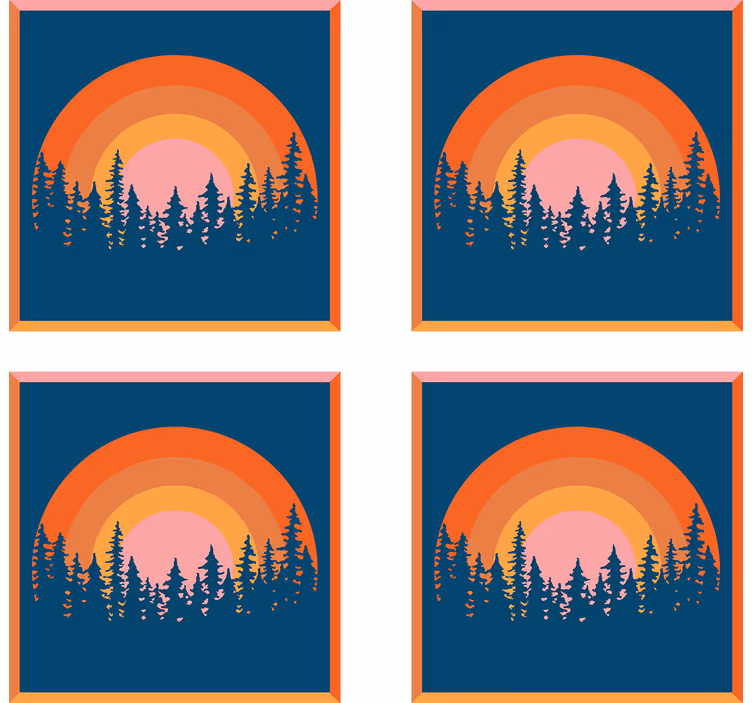 Dessous de verre moderne forêt au coucher de soleil - TenStickers