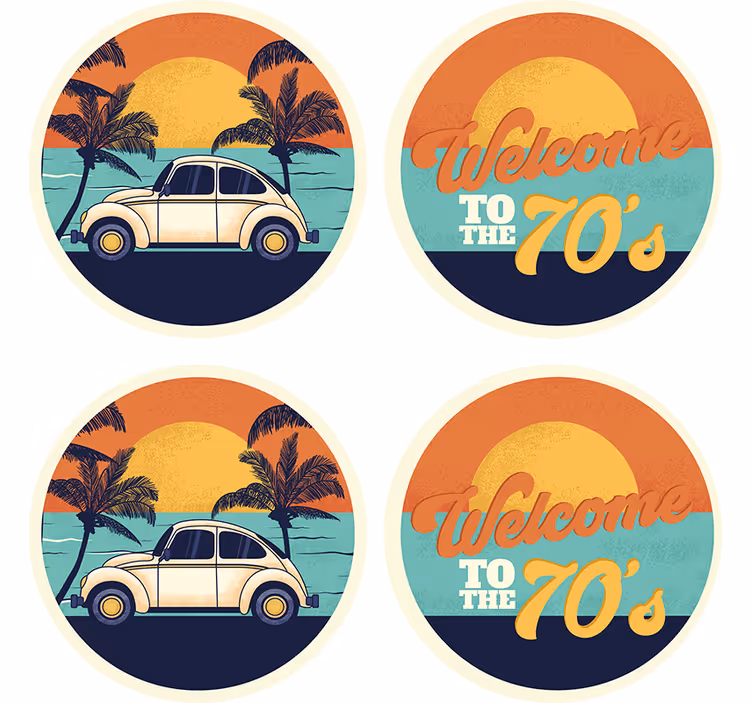 Dessous de verre vintage scène côtière rétro - TenStickers