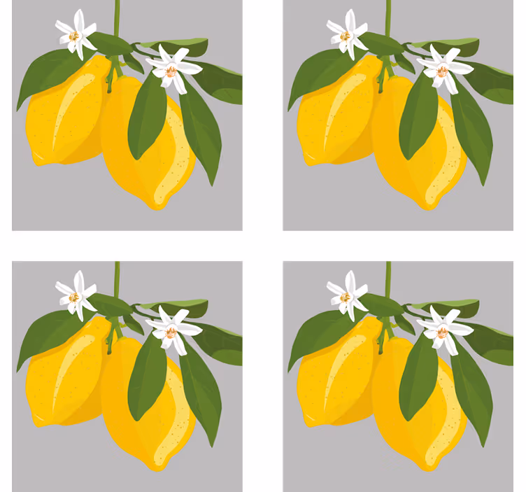 Dessous de verre moderne citrons jaunes avec feuilles - TenStickers