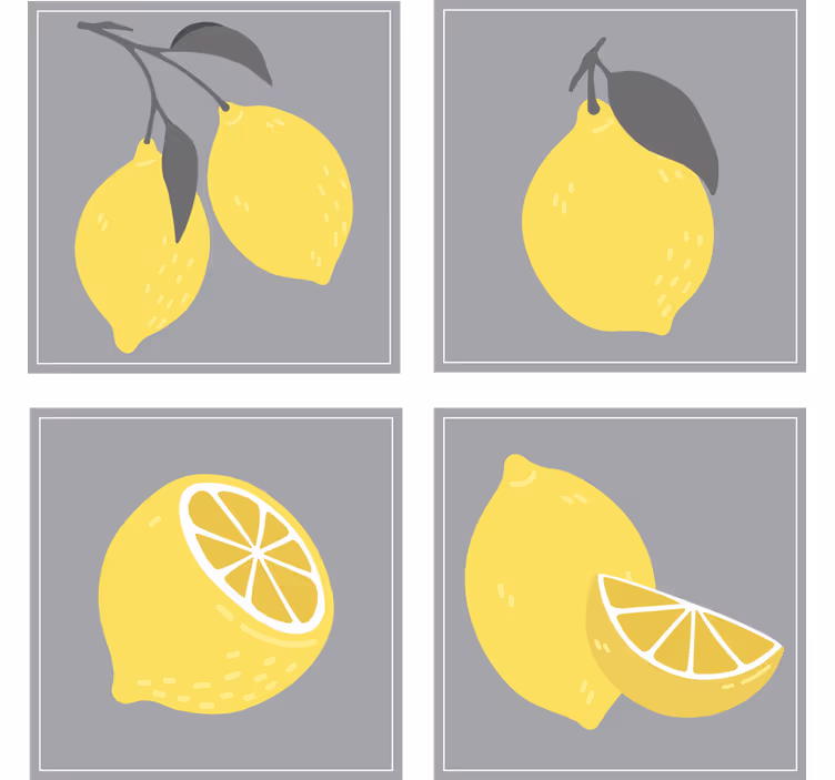 Dessous de verre ensemble d'illustrations de citrons - TenStickers