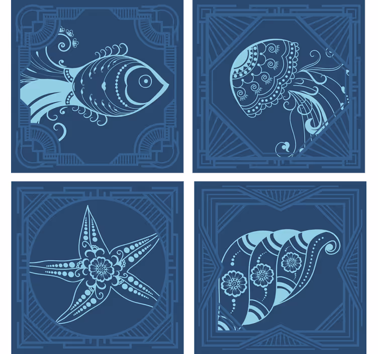 Dessous de verre geek créatures marines fantaisistes - TenStickers