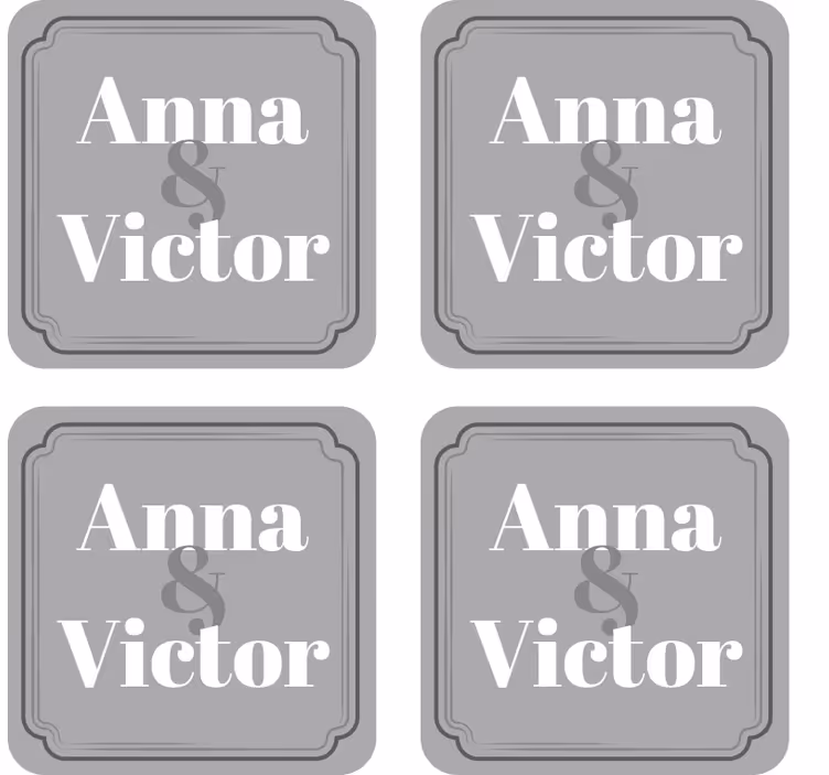 Dessous de verre mariage initiales personnalisées - TenStickers