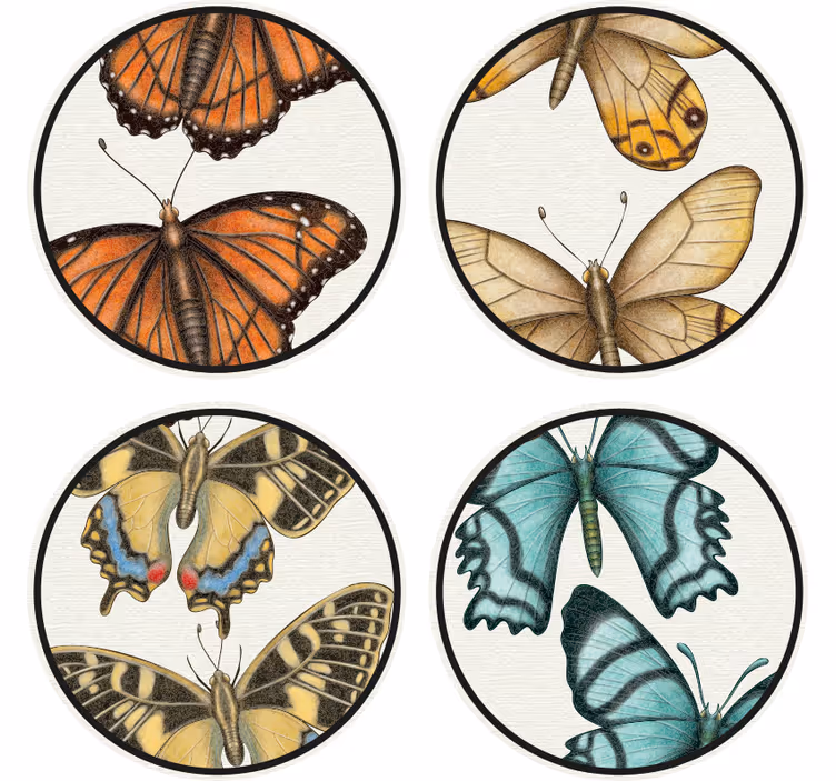Dessous de verre geek ensemble de papillons colorés - TenStickers