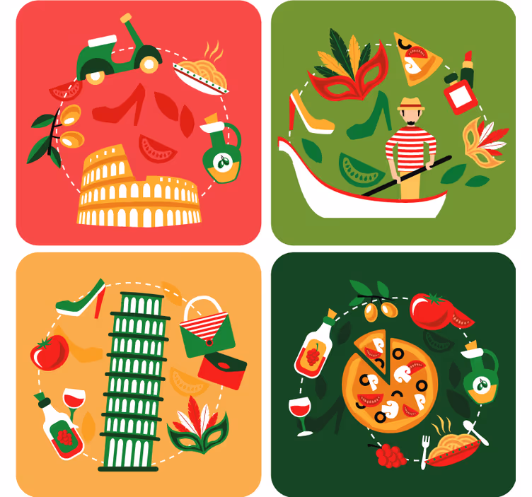 Dessous de verre geek voyage culinaire italien - TenStickers