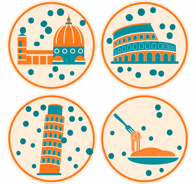 Dessous de verre moderne monuments italiens iconiques - TenStickers