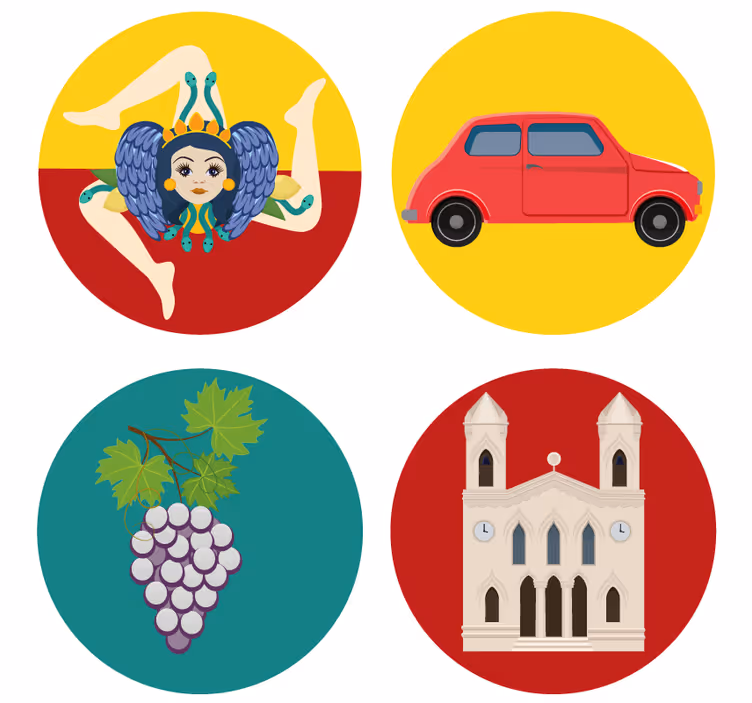 Dessous de verre moderne mythologie sicilienne raisins - TenStickers