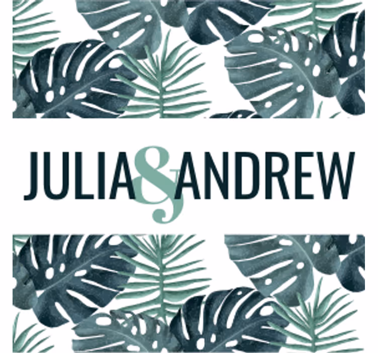 Dessous de verre mariage motif de feuille tropicale - TenStickers