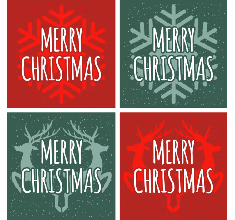 Dessous de verre noël motifs verts et rouges - TenStickers