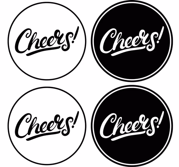 Dessous de verre bière typographie élégante cheers - TenStickers