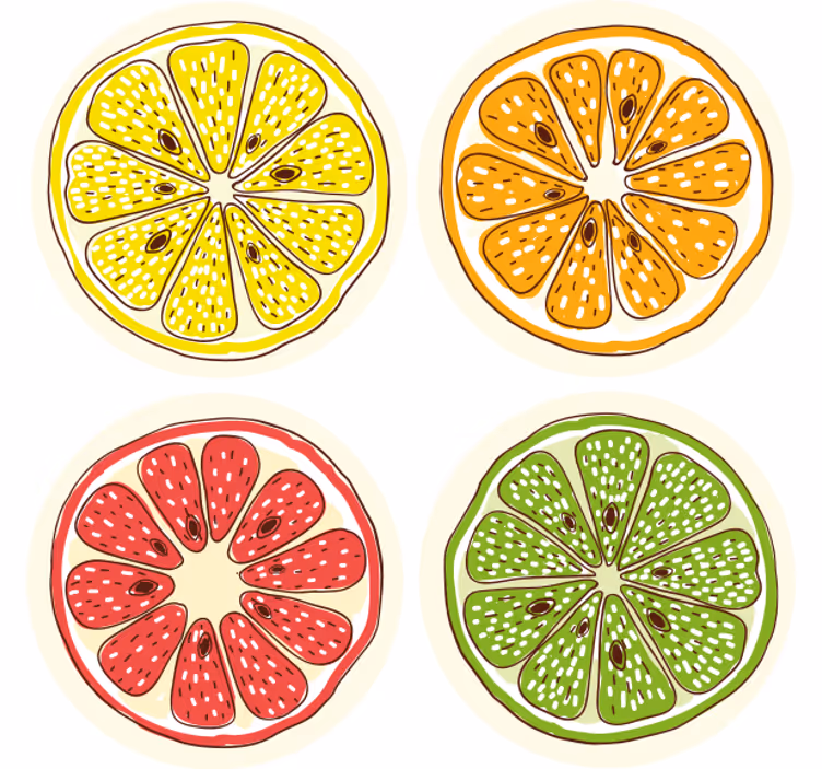 Dessous de verre geek motifs de tranches d'agrumes - TenStickers