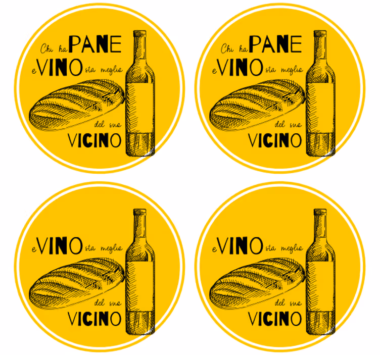 Dessous de verre personnalisable bouteille de vin et pain - TenStickers
