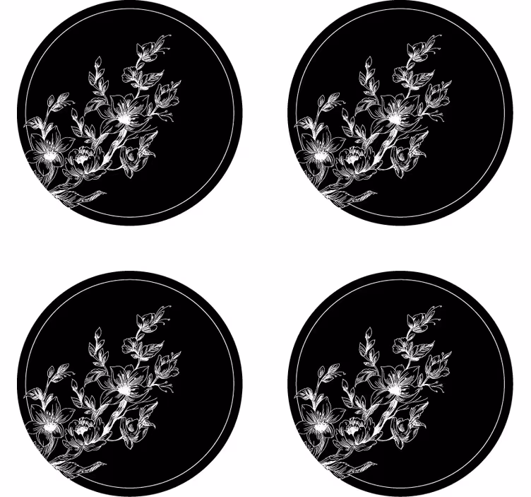 Dessous de verre art linéaire floral - TenStickers