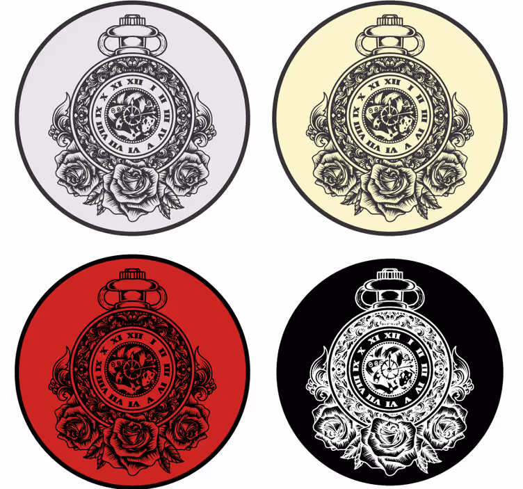 Dessous de verre vintage montre de poche et roses - TenStickers
