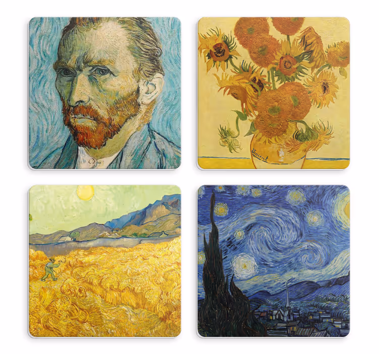 Dessous de verre vintage portrait de vincent et tournesols - TenStickers
