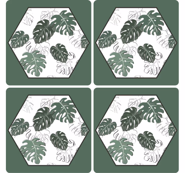 Dessous de verre motif feuilles hexagonales - TenStickers