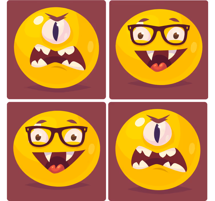 Dessous de verre geek visages souriants fantaisistes - TenStickers