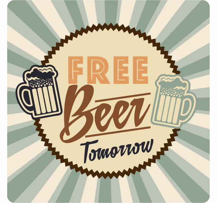 Dessous de verre bière annonce rétro de bière gratuite - TenStickers