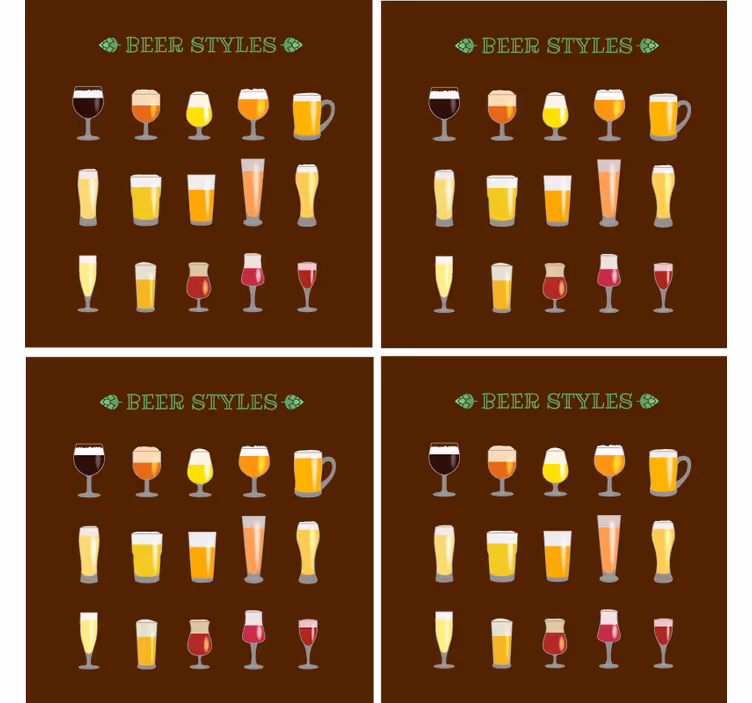 Dessous de verre bière assortis de verres à bière - TenStickers