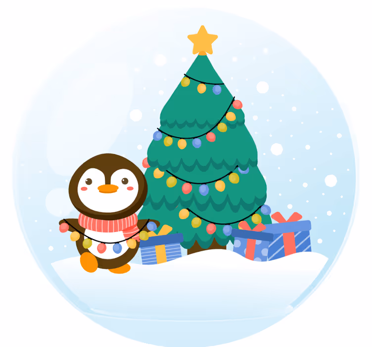 Dessous de verre noël pingouin avec sapin - TenStickers
