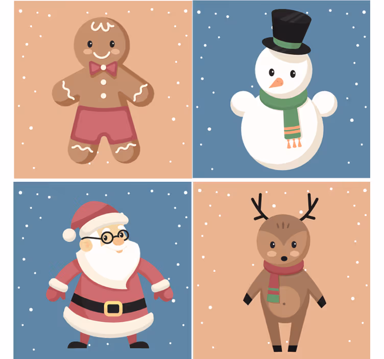 Dessous de verre noël figurines en pain d'épice festives - TenStickers