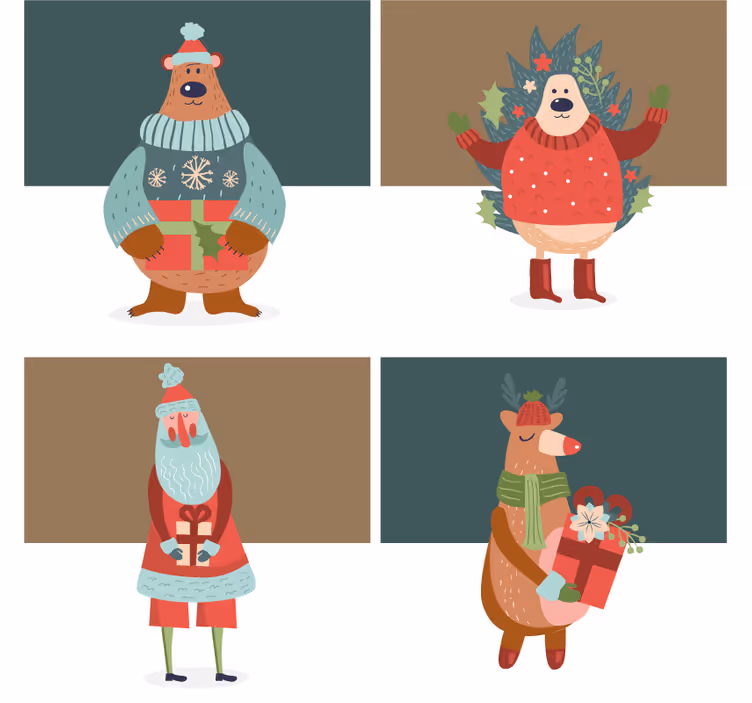 Dessous de verre noël collection de personnages festifs - TenStickers