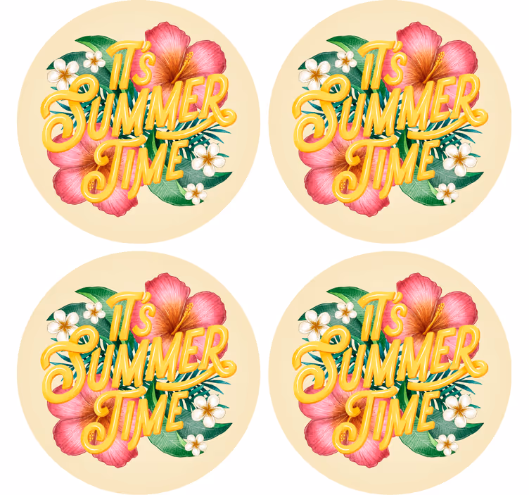 Dessous de verre citation été floral - TenStickers