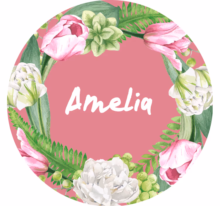 Dessous de verre personnalisable couronne florale rose - TenStickers