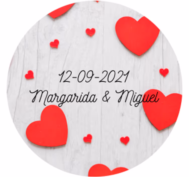 Dessous de verre mariage personnalisation cœurs et date - TenStickers
